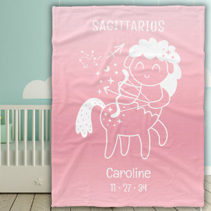 Couverture Polaire Sagittarius Zodiac Star Nom de naissance Bébé rose