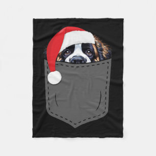 Couverture Polaire Saint Bernard Chien Santa Chapeau Pocket Fun X