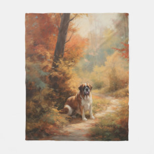Couverture Polaire Saint Bernard en automne Feuilles Automne automne