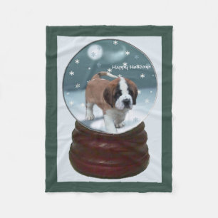 Couverture Polaire Saint Bernard Puppy Noël