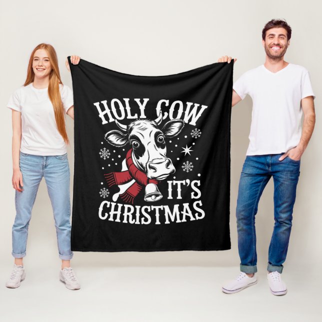 Couverture Polaire Saint Vache C'est Noël Funny Cow Lover Farm (En situation)