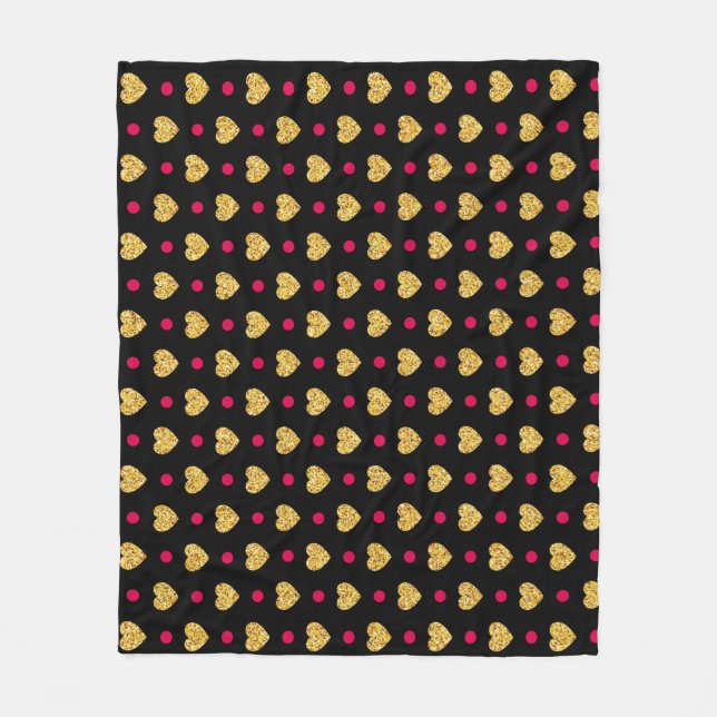 Couverture Polaire Saint Valentin Coeurs d'or Motif-23655 (Devant)