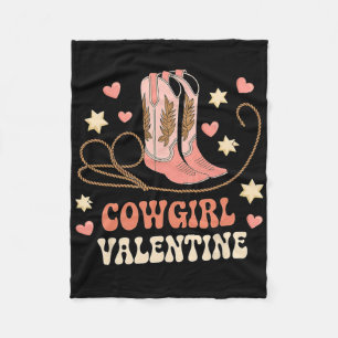 Couverture Polaire Saint-Valentin Cowgirl Bottes Roses Filles de Camp