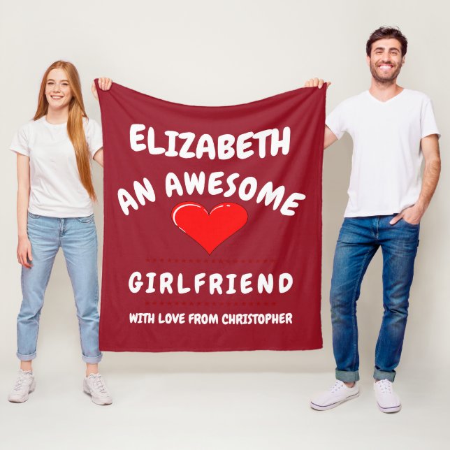 Couverture Polaire Saint Valentin Fille Amour romantique Coeur rouge (En situation)