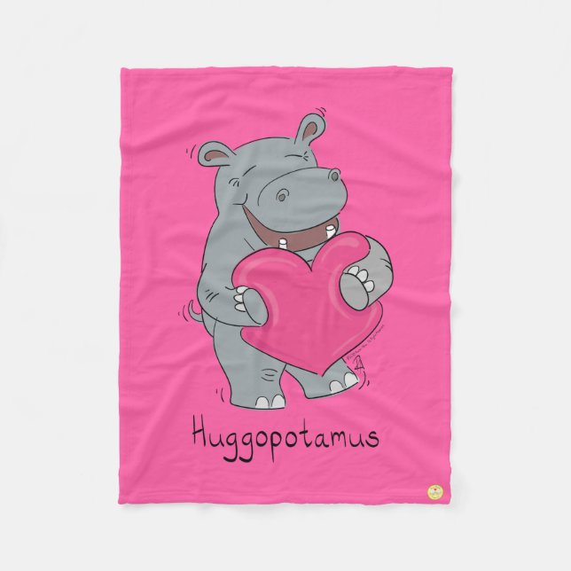 Couverture Polaire Saint-Valentin Hippo mignonette enfants (Devant)