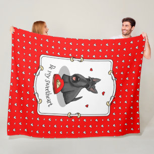 Couverture Polaire Saint-Valentin (rouge) Chien écossais (noir) migno