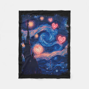 Couverture Polaire Saint-Valentin Van Gogh Nuit Étoilée Cœur Assorti