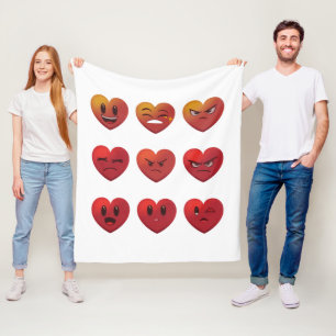 Couverture Polaire Saint-Valentin Visages Rigolards Coeurs Drôle