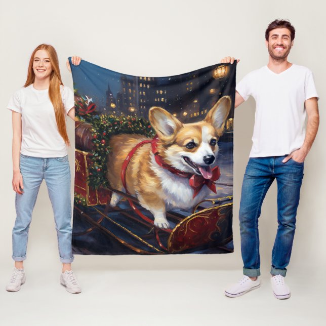 Couverture Polaire Saison de Noël de Corgi (En situation)