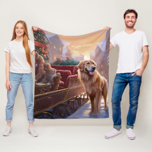 Couverture Polaire Saison de Noël Golden Retriever
