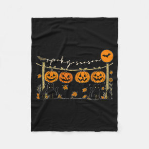Couverture Polaire Saison effrayante Rétro Halloween Chat noir Citrou