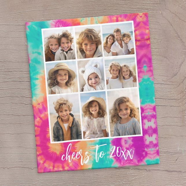 Couverture Polaire Salutations au Nouvel An Cravate-Dye Turquoise les (A tie dye design with 9 photos and a place to add text)