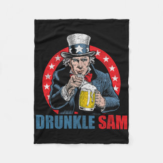 Couverture Polaire Sam ivre drôle 4 juillet Oncle Sam bière Usa D