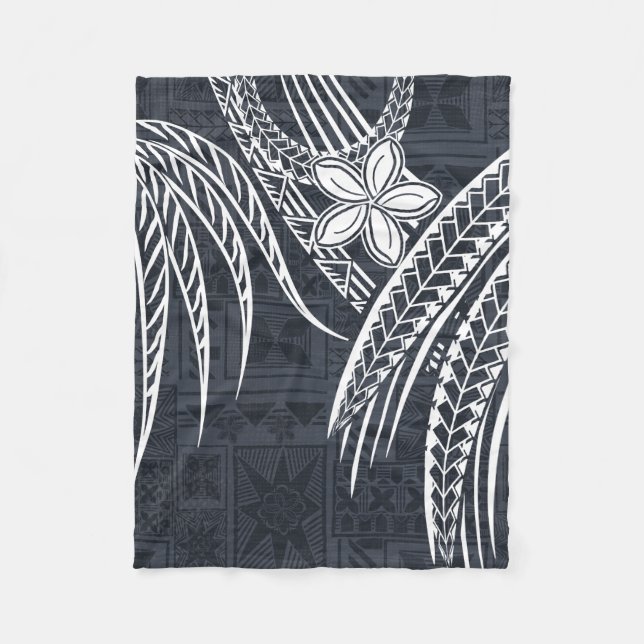 Couverture Polaire Samoan - Hawaï - Dessins de vieux tapa polynésiens (Devant)