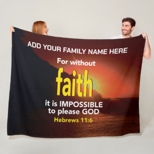 Couverture Polaire SANS FOI Hébreux Bible chrétienne Nom de famille