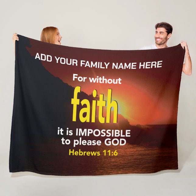 Couverture Polaire SANS FOI Hébreux Bible chrétienne Nom de famille (En situation)