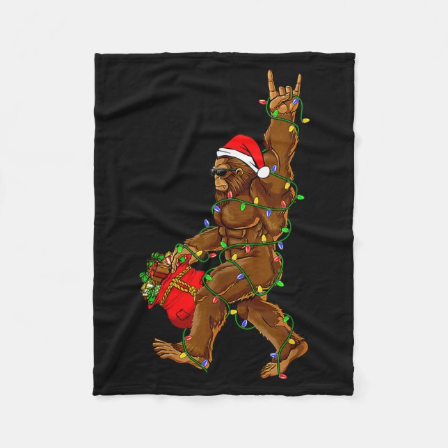 Couverture Polaire Santa Bigfoot Christmas Lights Funny Sasquatch Bel (Devant)