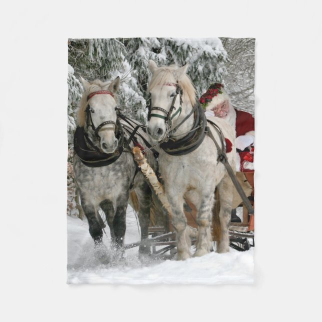Couverture Polaire Santa Claus Carriage Noël (Devant)