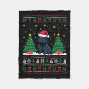 Couverture Polaire Santa Hat Scottie Chien Christmas Tree Lumières S 