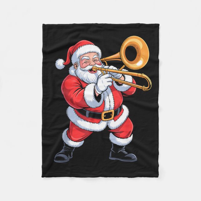 Couverture Polaire Santa Playing Trombone Funny Holiday Chrismas Xmas (Devant)
