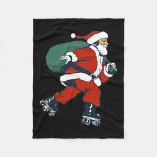 Couverture Polaire Santa Roller Skating Fun Noël Patineur Enfants Gar