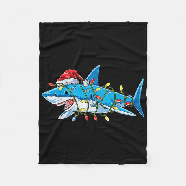 Couverture Polaire Santa Shark Christmas Lights Sharkma Tree Xmas Bo (Devant)