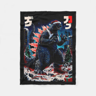 Couverture Polaire Santazilla Monstre Japonais Kaiju Dinosaure Noël