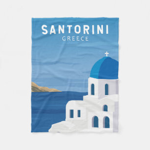 Couverture Polaire Santorin Grèce Vintage rétro