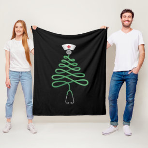Couverture Polaire Sapin de Noël Stéthoscope Infirmière Tenue de Chir