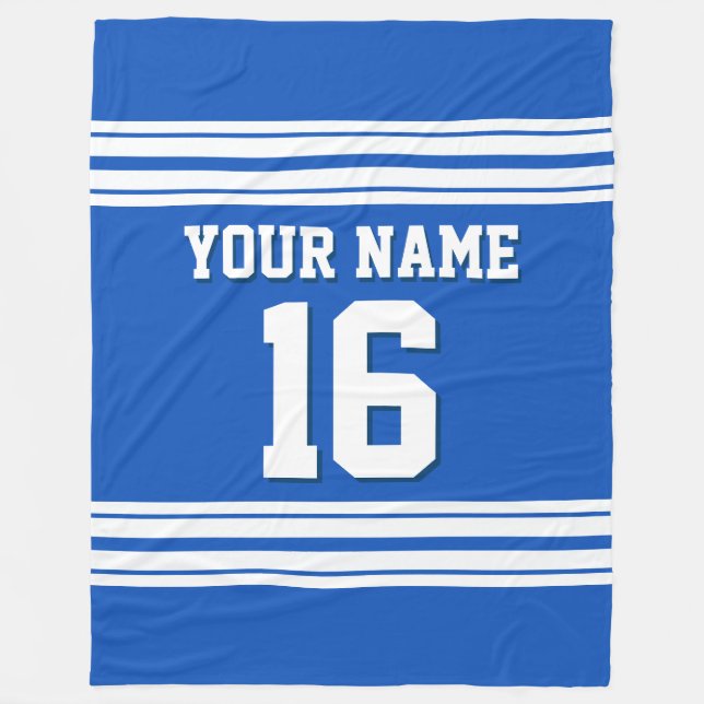Couverture Polaire Sapphire Blue White Sports Jersey (Devant)