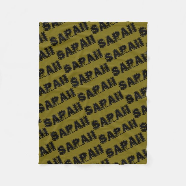 Couverture Polaire Sarah, caractère noir d'orphelin, texte affligé (Devant)
