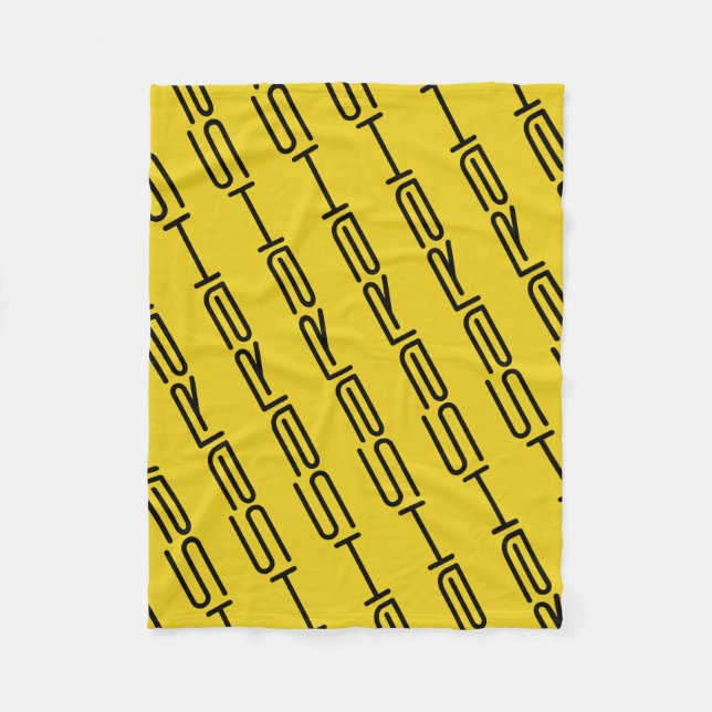 Couverture Polaire Sarah, motif de répétition géométrique, noir (Devant)