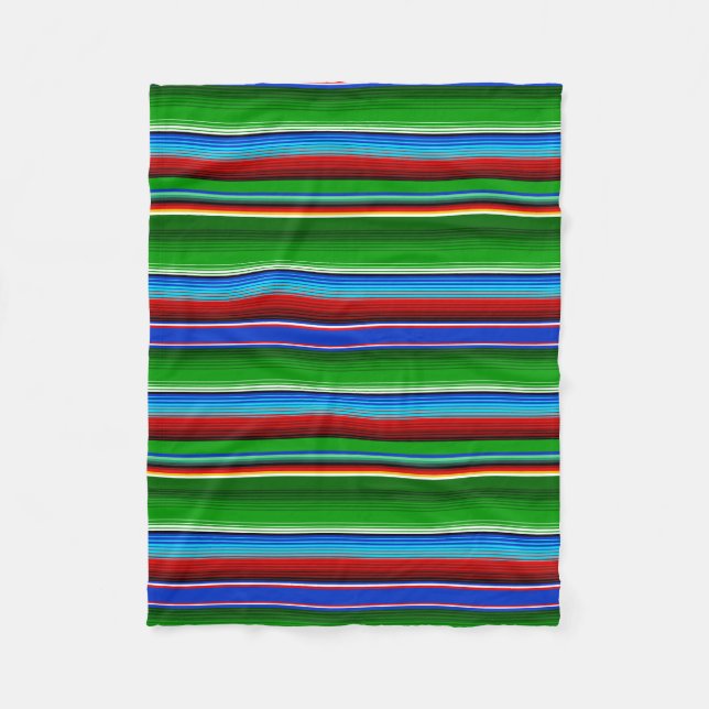 Couverture Polaire Sarape mexicaine rouge vert (Devant)