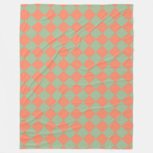 Couverture Polaire Saumon vert olive rose Checker Motif diamant