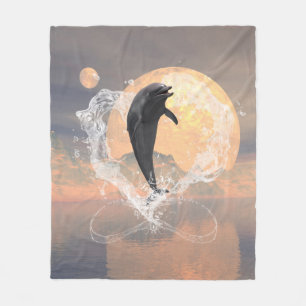 Couverture Polaire Sauter de dauphin d'un coeur fait d'eau