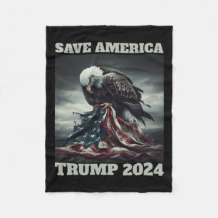 Couverture Polaire Sauvez l'Amérique triste aigle américain Drapeau j