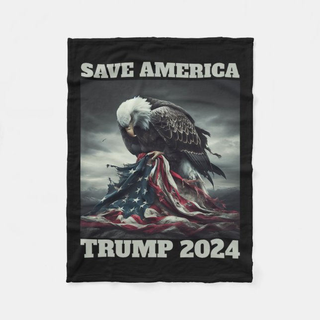 Couverture Polaire Sauvez l'Amérique triste aigle américain Drapeau j (Devant)