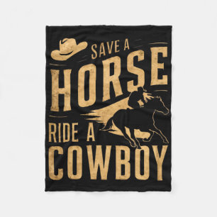 Couverture Polaire Sauvez Une Balade À Cheval Un Cowboy Drôle Rodeo H