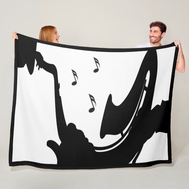 Couverture Polaire Saxophone surréaliste (En situation)