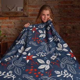 Couverture Polaire Scandinave Floral Folal Art Motif sans couture