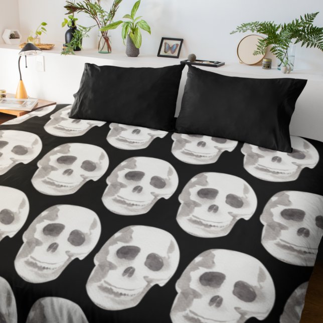 Couverture Polaire Scary Scull Black & White Pattern (Créateur téléchargé)