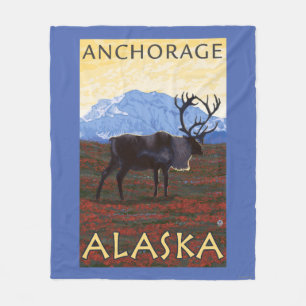 Couverture Polaire Scène de caribou - Anchorage, Alaska