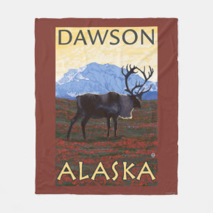Couverture Polaire Scène de caribou - Dawson, Alaska