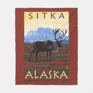 Couverture Polaire Scène de caribou - Sitka, Alaska