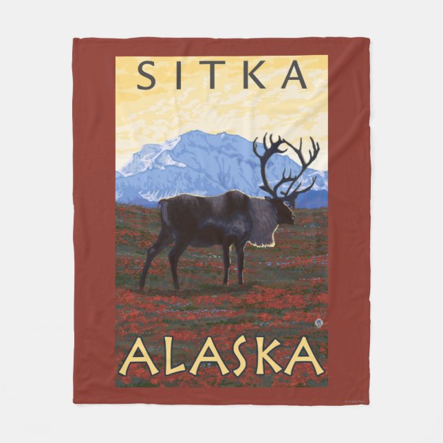 Couverture Polaire Scène de caribou - Sitka, Alaska (Devant)