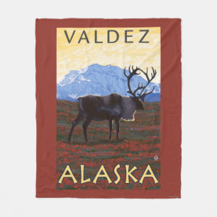 Couverture Polaire Scène de caribou - Valdez, Alaska