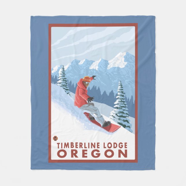 Couverture Polaire Scène de surfeur - loge de Timberline, Orégon (Devant)