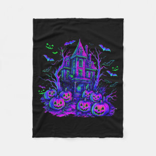 Couverture Polaire Scène effrayante d'Halloween vintage Citrouille ré