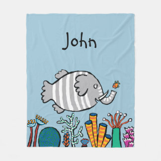 Couverture Polaire Scène mignonne de poissons d'éléphant avec le