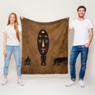 Couverture Polaire Scène tribale africaine vintage abstraite art anci